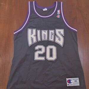 Champion Jon Barry Sacramento Kings NBA Basketball Jersey Adult Medium 40 Black